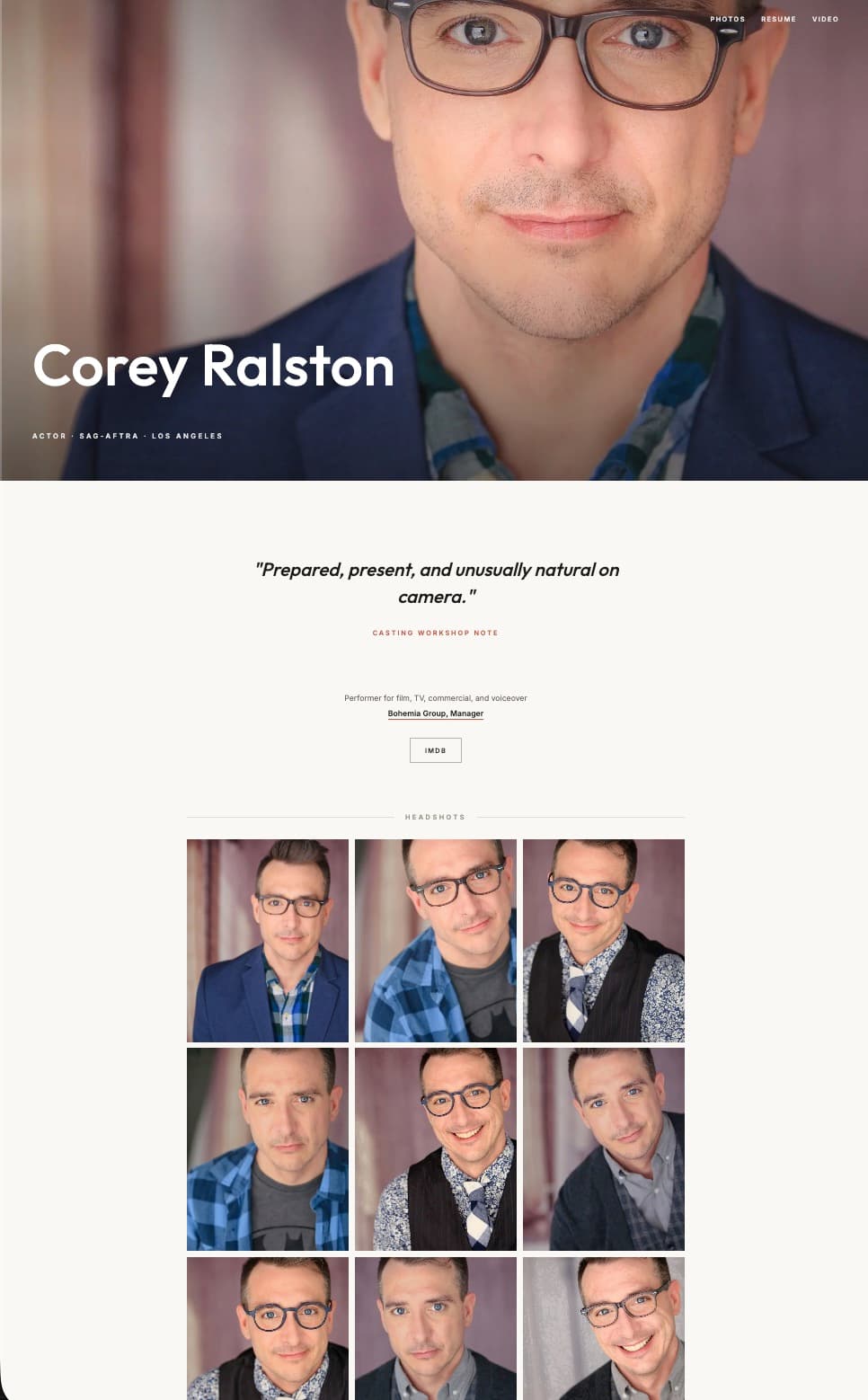 Prestige actor page preview