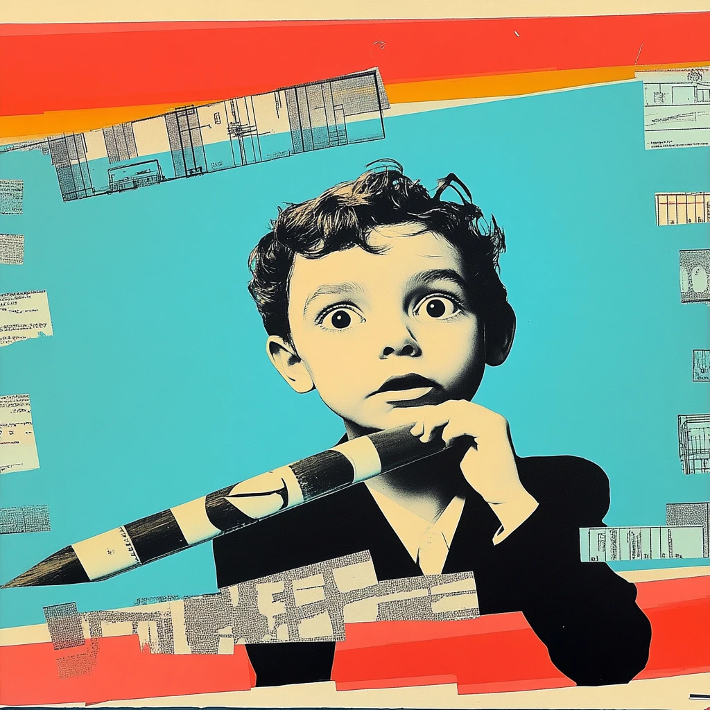 Young performer with an oversized clapperboard